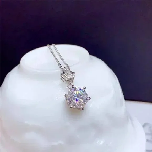 Certified 5ct. t.w. Diamond Moissanite Crown Necklace NEW - Picture 6 of 10